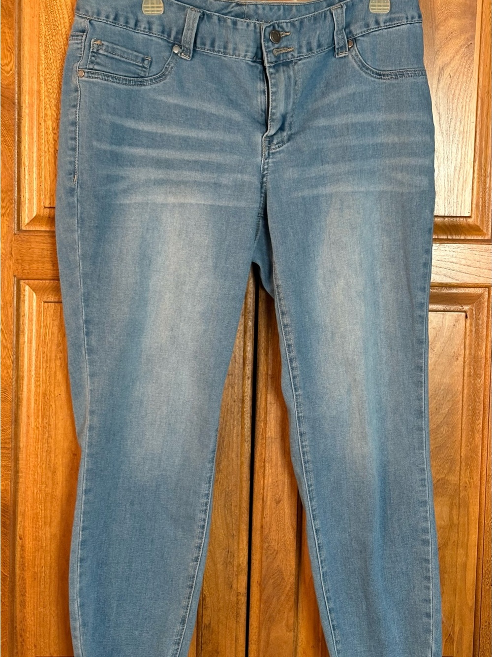 Woman Within Light Wash Cropped Jeans with Frayed Hem 16W